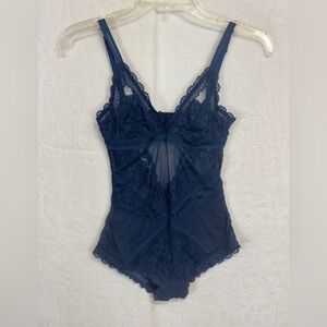 Sam Edelman Blue Medium Lace Sheer Sexy Chemise Body Suit Goth Festival